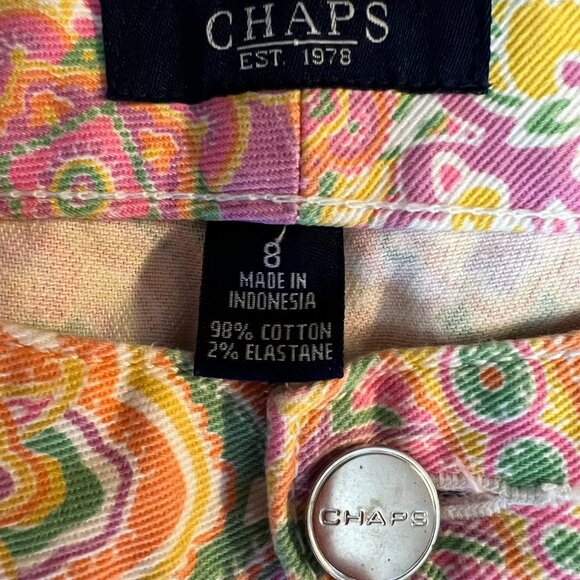 Chaps 5 Pocket Womens Jeans Paisley Pastel Size 8 Straight Leg - Picture 3 of 3